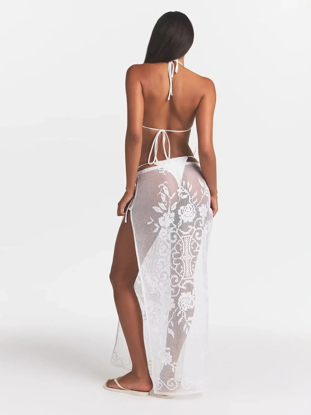 Skims Lace swim cover up maxi skirt